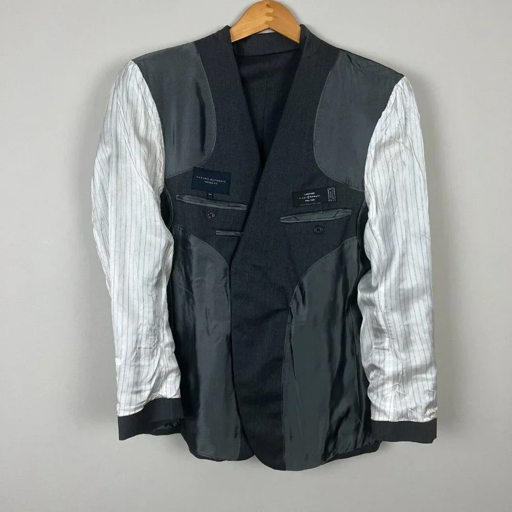 Banana Republic Blazer Jacket Mens 40S Gray Lanificio Wool Modern Fit Sport Coat